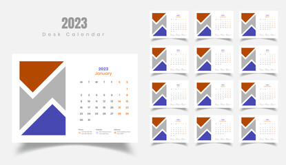 Desk Calendar 2023, Calendar 2023 Template Design