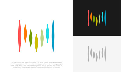 letter M initial sound wave logo design vector