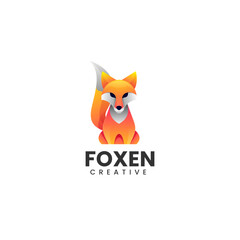 Vector Logo Illustration Fox Gradient Colorful Style