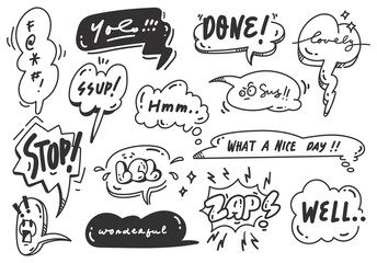 Set of Hand Drawn Speech Bubble Doodle