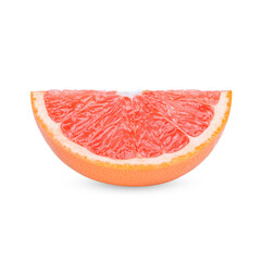 Ripe sliced pink grapefruit citrus fruit isolated on transparent background. (.PNG)