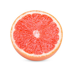 Ripe half of pink grapefruit citrus fruit isolated on transparent background. (.PNG)