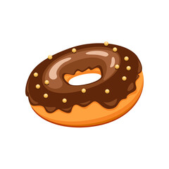 Realistic doughnut cartoon illustration. Delicious donut. Junk food, unhealthy diet concept