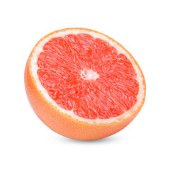 Fototapeta na wymiar Ripe half of pink grapefruit citrus fruit isolated on transparent background. (.PNG)