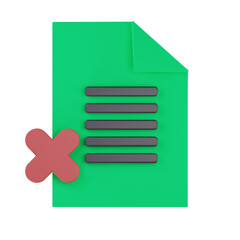 Fototapeta premium 3d rejected document paper icon 