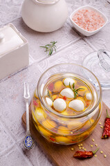 Cheese with oil and spices