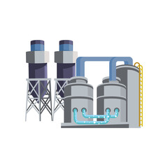 Plant tanks for water purification process illustration. Water tanks, liquid treatment plant, industrial wastewater separator. Filtration, technology, industry concept
