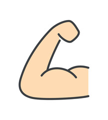 Color biceps icon. Symbol of strength, active lifestyle and fitness, healthy eating and diet. Graphic element for website, interface for programs and applications. Cartoon flat vector illustration