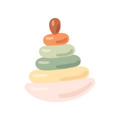 Nursery toy pyramid in Boho style illustration. Toy pyramid for newborn babies isolated on white background. concept