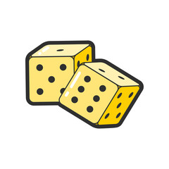 Trendy fashion patch or badge of dice illustration. Cute dice sticker. Style, embroidery concept