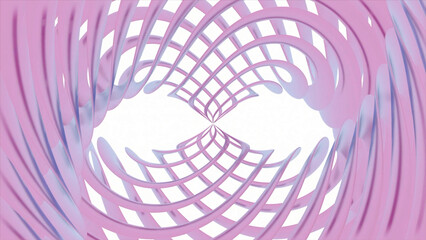 Pink twisted spring. Design.Light animation on a white background with a swirling moving line of delicate color