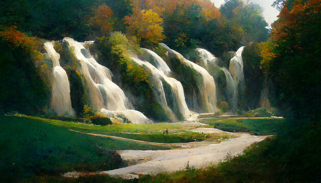 Beautiful mountain waterfalls in forest