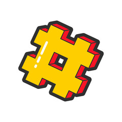 Obraz premium Trendy fashion patch or badge of hashtag sign illustration. Cute hashtag sign sticker. Style, embroidery concept