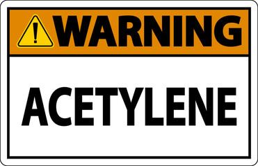 Warning Acetylene Sign On White Background