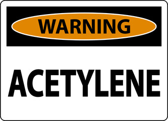 Warning Acetylene Sign On White Background