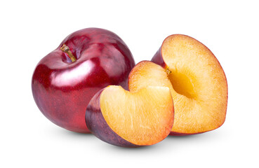 Red cherry plum isolated on transparent png