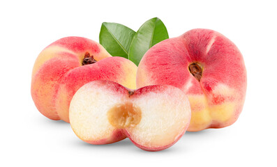 Flat peach fruit  isolated on transparent png