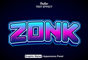 zonk text effect with graphic style and editable.