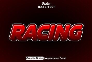 racing text effect with graphic style and editable.