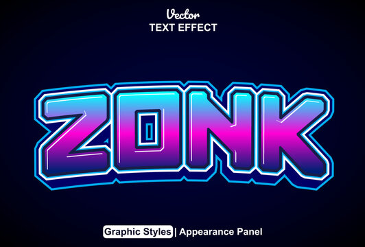 zonk text effect with graphic style and editable.
