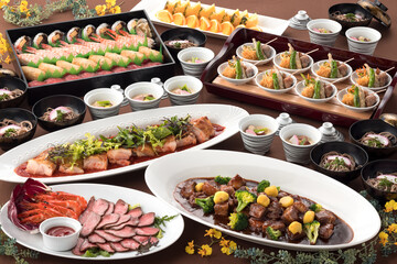 宴会料理・ビュッフェ・バイキング・パーティー・大皿・卓盛り料理
