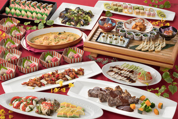 宴会料理・ビュッフェ・バイキング・パーティー・大皿・卓盛り料理