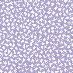 Abstract floral surface design by white and lilac colors vector. Funny cartoon surface design with simple flowers monochrome. Perfect for fabric, clothes and home decor