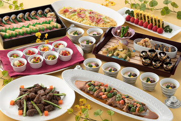 宴会料理・ビュッフェ・バイキング・パーティー・大皿・卓盛り料理