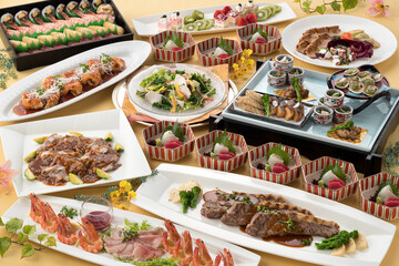 宴会料理・ビュッフェ・バイキング・パーティー・大皿・卓盛り料理