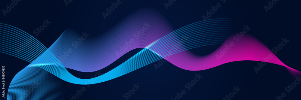 Wall mural abstract red blue and pink purple gradient wave particle background. flow wave with line landscape. 