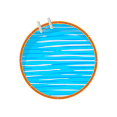 Round swimming pool vector illustration. Top view of swimming pools with water and staircase for plan isolated on white background. Vacation, summer, recreation, sports concept