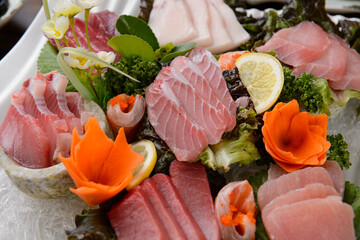 various parts of tuna sashimi