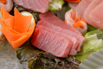 various parts of tuna sashimi