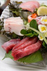 various parts of tuna sashimi