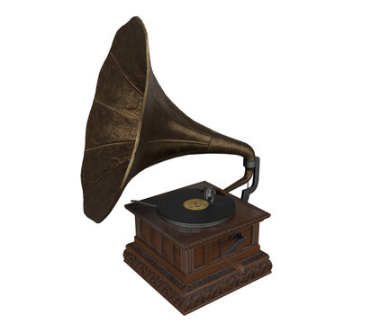 realistic old gramophone 3d rendering