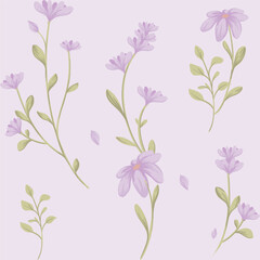 Lilac Floral hand drawn seamless pattern