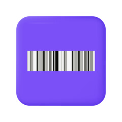 Purple barcode code 3d. Scanning the price tag, purchase information of goods, sale. Product verification, identification of a unique number, a strip with a barcode. Tracking label with number. Vector