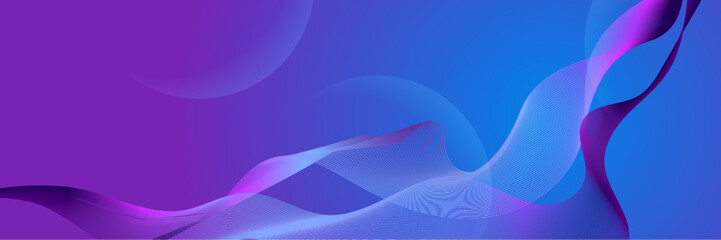 Blue minimal wavy lines abstract futuristic tech background. Vector digital banner design