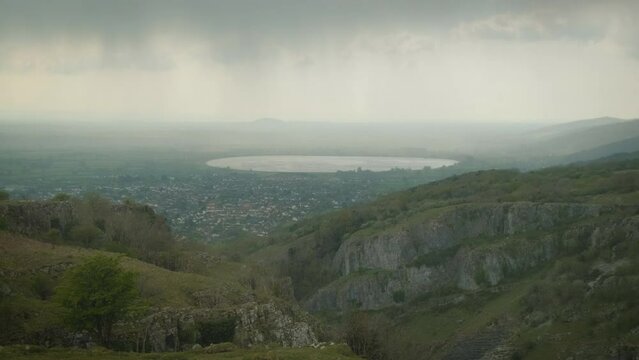 Cheddar Reservoir from Cheddar Gorge, Mendip Hills, Moody Atmospheric Weather