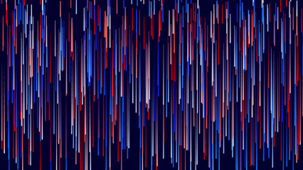 Rain animation background with stripes. Motion. Colorful cyber rain on black background. Multi-colored lines create modern rain background
