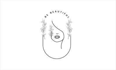 Botanical face logo design 
