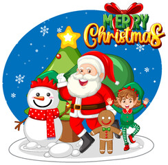 Cute Christmas characters icon isolated