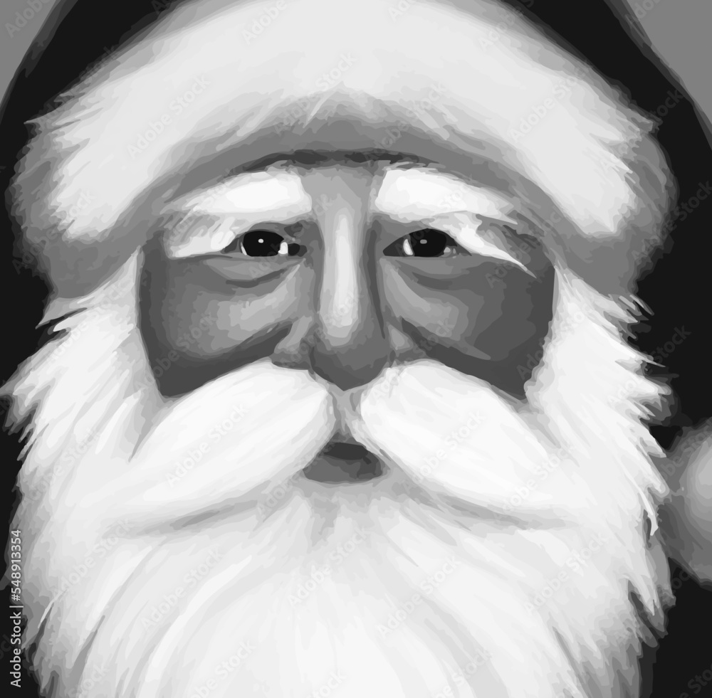 Wall mural black and white portrait of santa claus