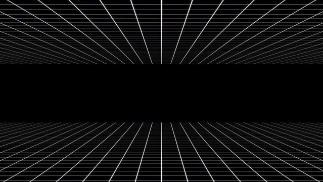 Retro 80s Background Animation Loops Featuring white Neon Grids and Lines.