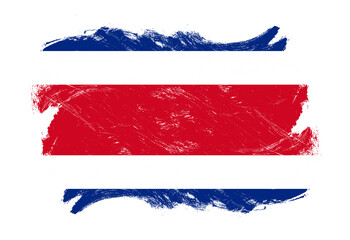 Costa rica flag on distressed grunge white stroke brush background