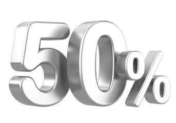 3D 50%. Fifty percent. 3D illustration.