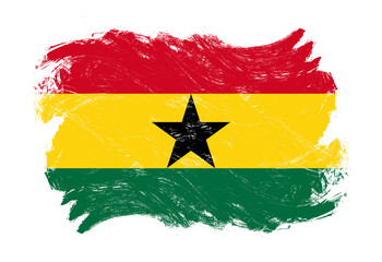Ghana flag on distressed grunge white stroke brush background