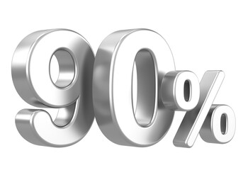 3D 90%. Ninety percent. 3D illustration.