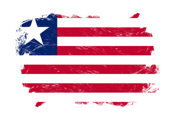 Liberia flag on distressed grunge white stroke brush background