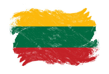 lithuania flag on distressed grunge white stroke brush background